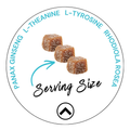 Higher Standard Get Sh*t Done serving size graphic with L-theanine, L-tyrosine, Panax ginseng, and rhodiola rosea brain supplement gummies for focus.